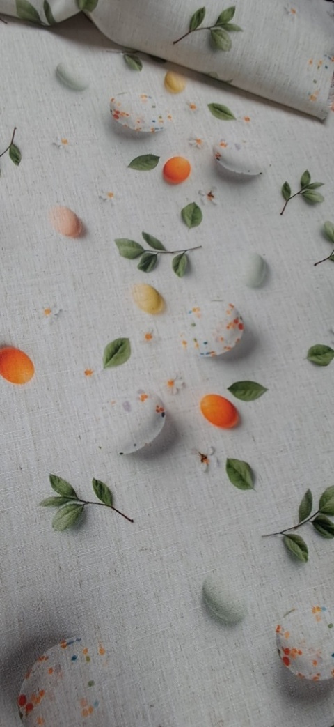 TKANINA JAK LEN POMARAŃCZOWE JAJKA