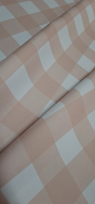 TKANINA PLAMOODPORNA KRATA - BEŻOWA KRATKA