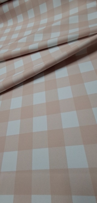 TKANINA PLAMOODPORNA KRATA - BEŻOWA KRATKA