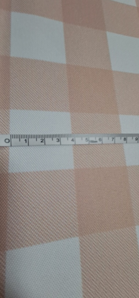 TKANINA PLAMOODPORNA KRATA - BEŻOWA KRATKA