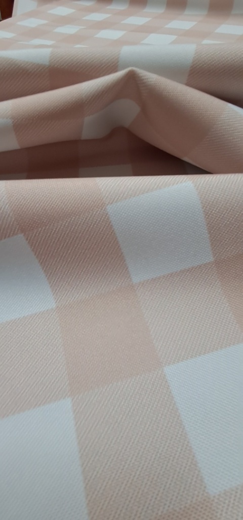 TKANINA PLAMOODPORNA KRATA - BEŻOWA KRATKA