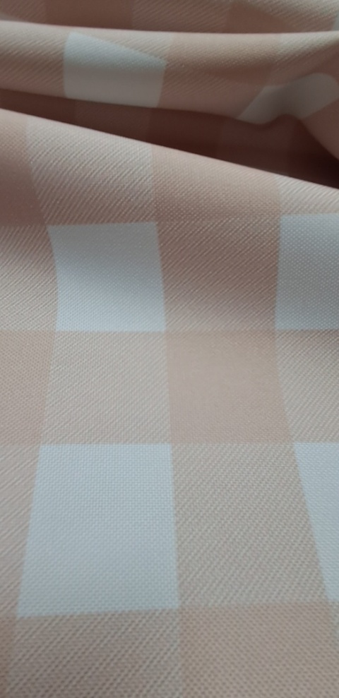 TKANINA PLAMOODPORNA KRATA - BEŻOWA KRATKA